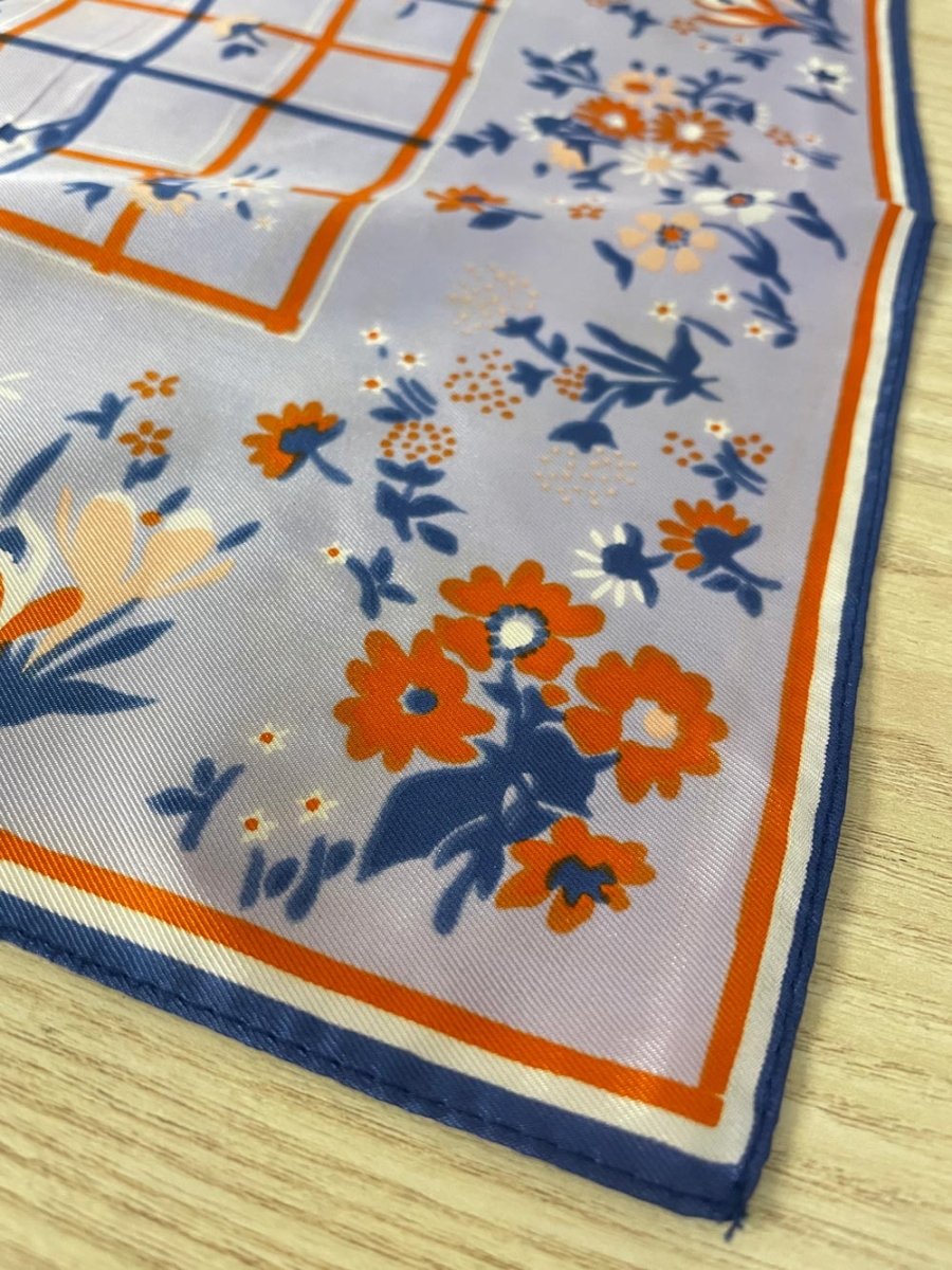 retro floral picnic poly square scarf - good market thrift store