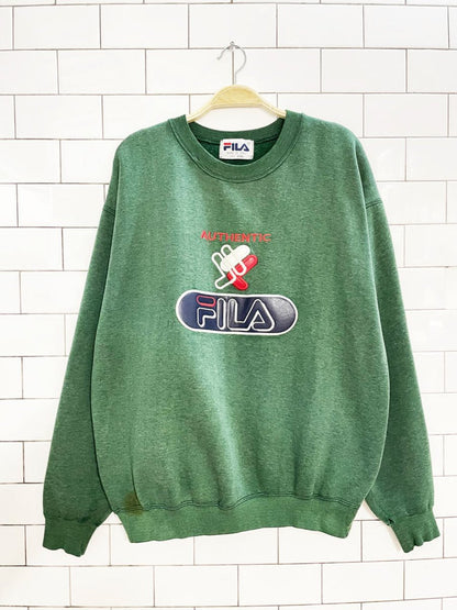 vintage 90s fila leatherette logo sweatshirt | made in Italy - good market thrift store
