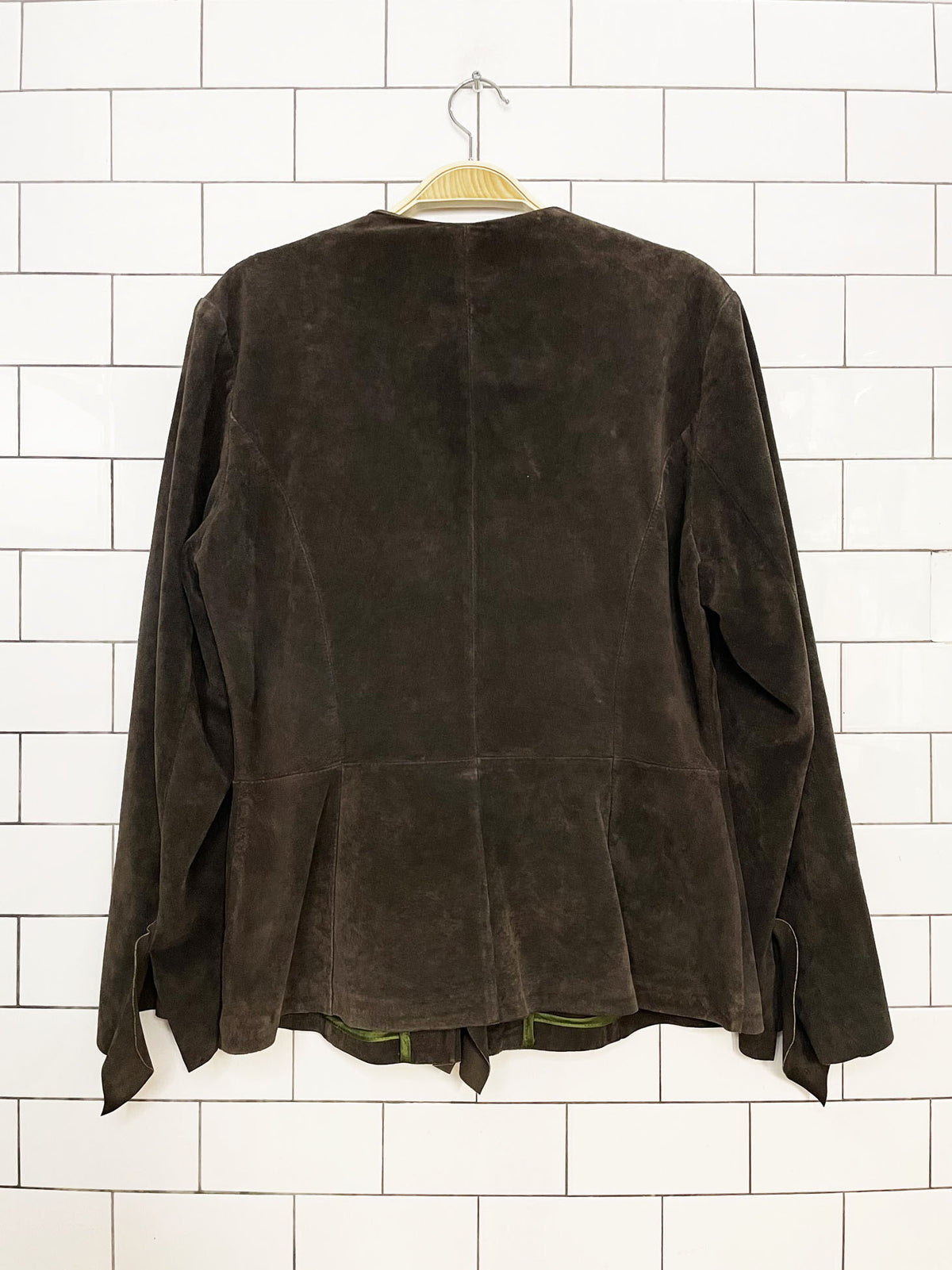 y2k danier lamb suede ruffle trim light jacket | leather