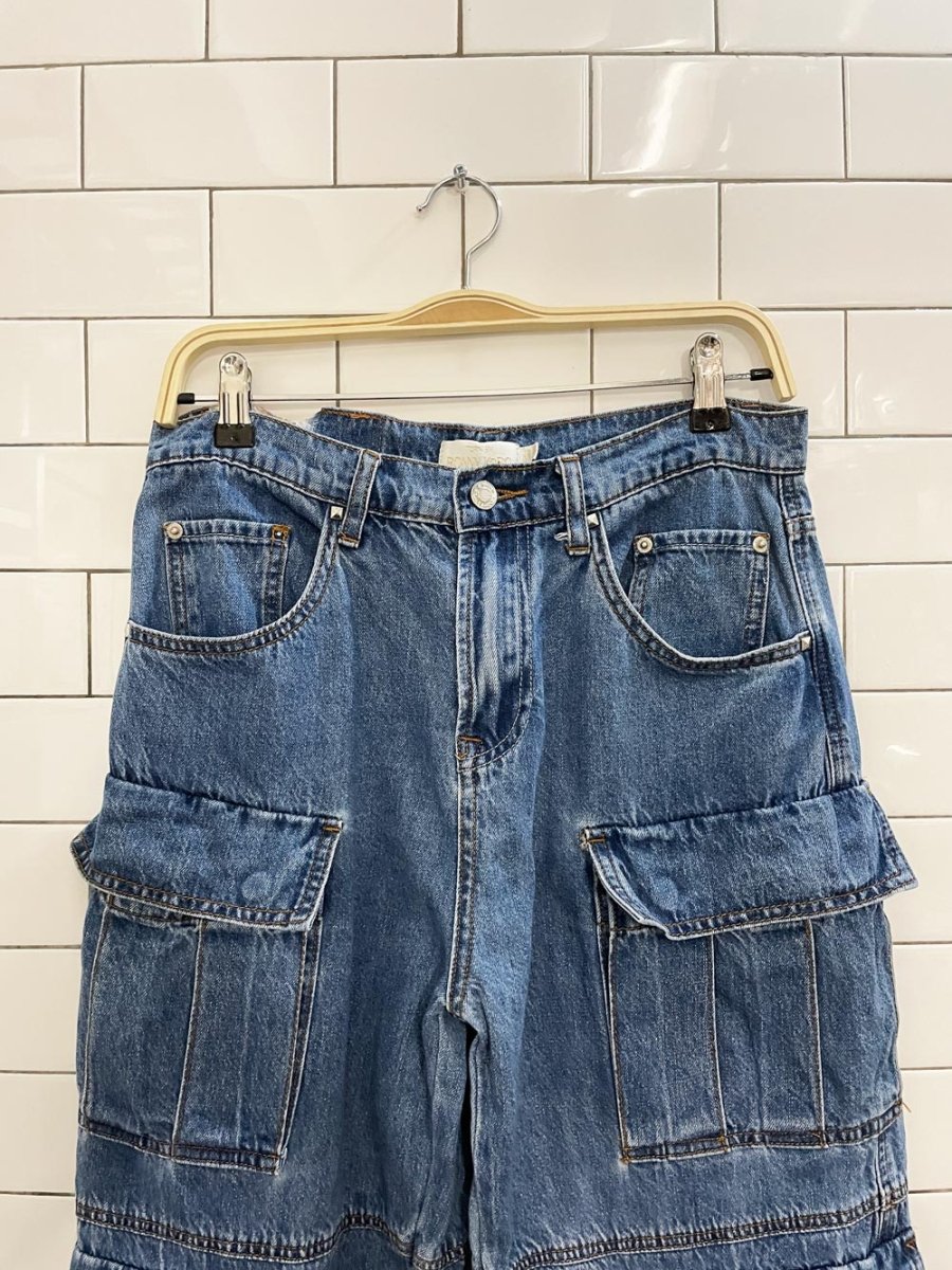 torn by ronny kobo zayla cargo wide leg / cinch ankle jeans - good market thrift store