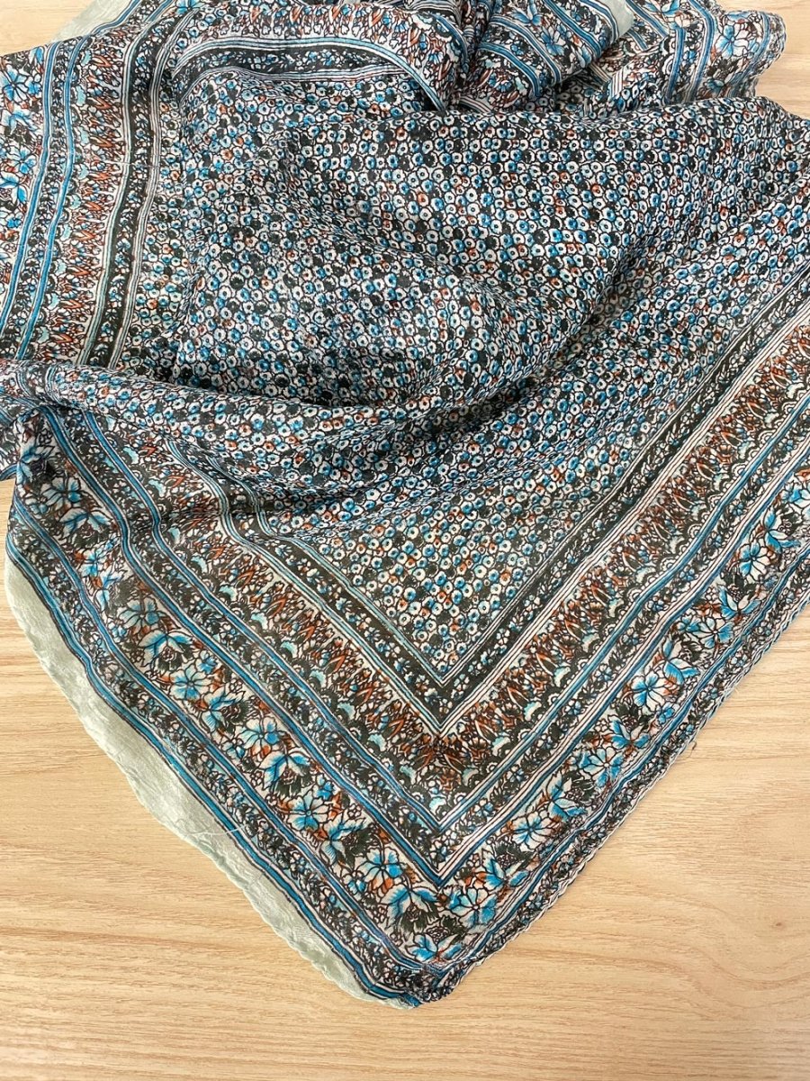 vintage indian silk chiffon hand - rolled edge scarf - good market thrift store