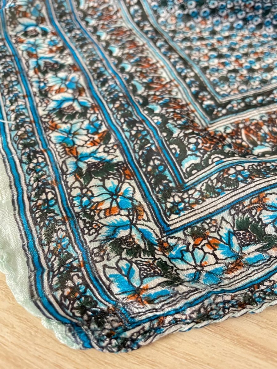 vintage indian silk chiffon hand - rolled edge scarf - good market thrift store