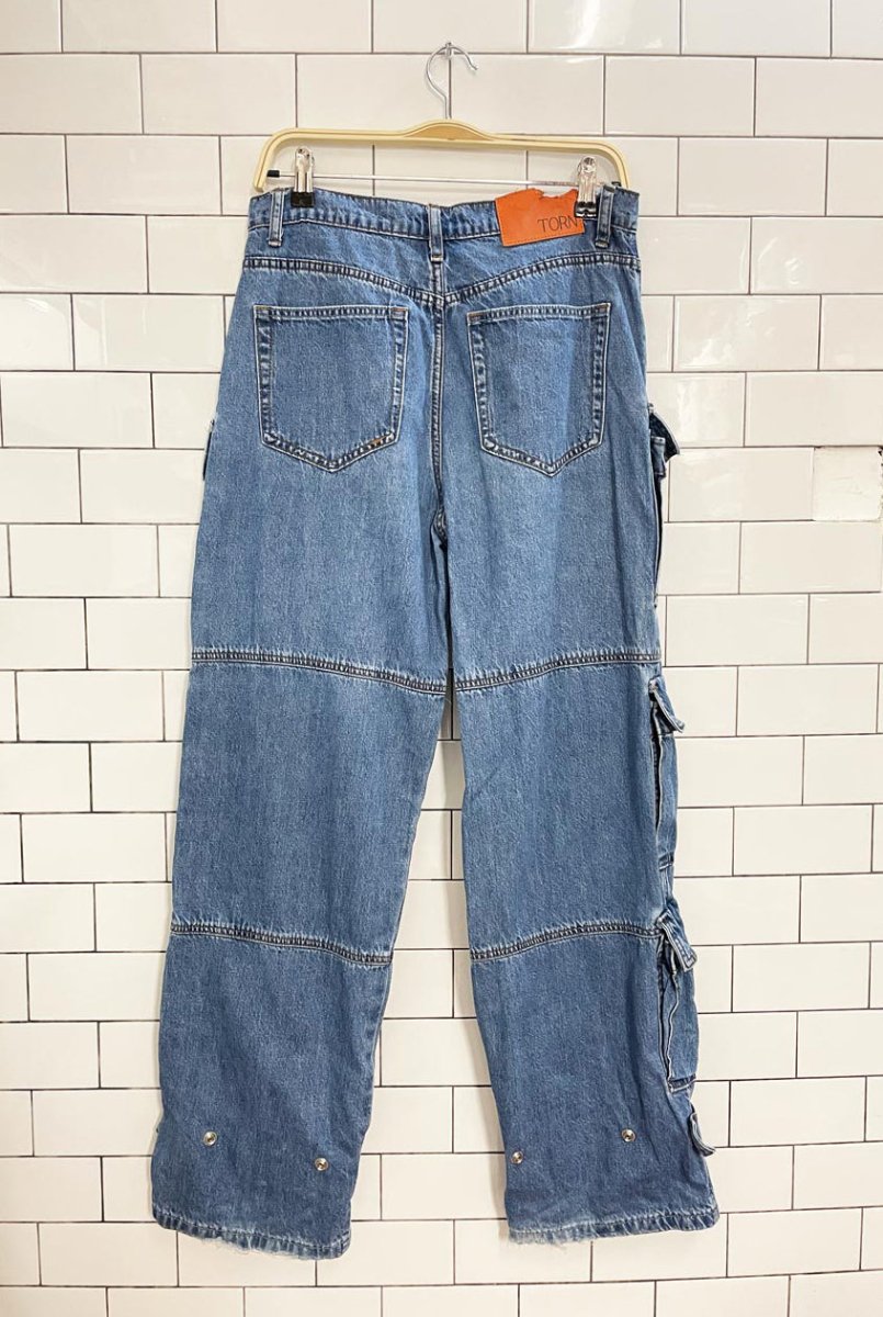 torn by ronny kobo zayla cargo wide leg / cinch ankle jeans - good market thrift store