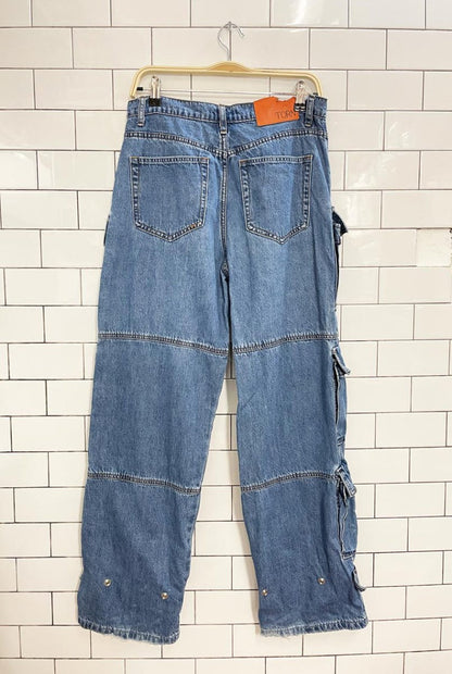 torn by ronny kobo zayla cargo wide leg / cinch ankle jeans - good market thrift store