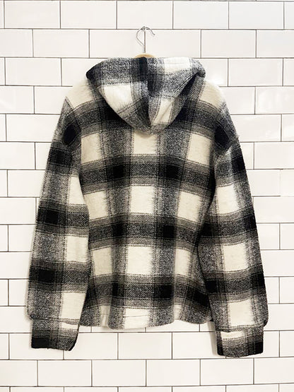 joie 1/2 zip plaid flannel hooded sweater