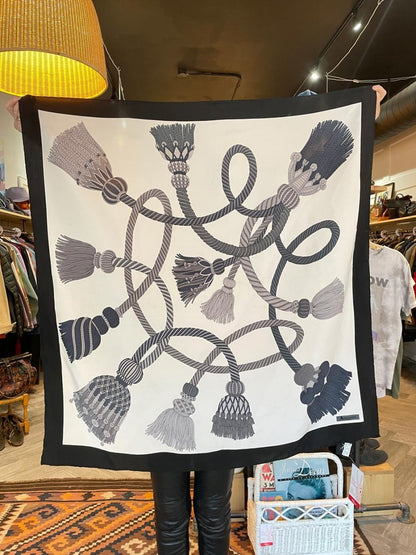 vintage aquascutum london silk tassel scarf w hand rolled edge - good market thrift store