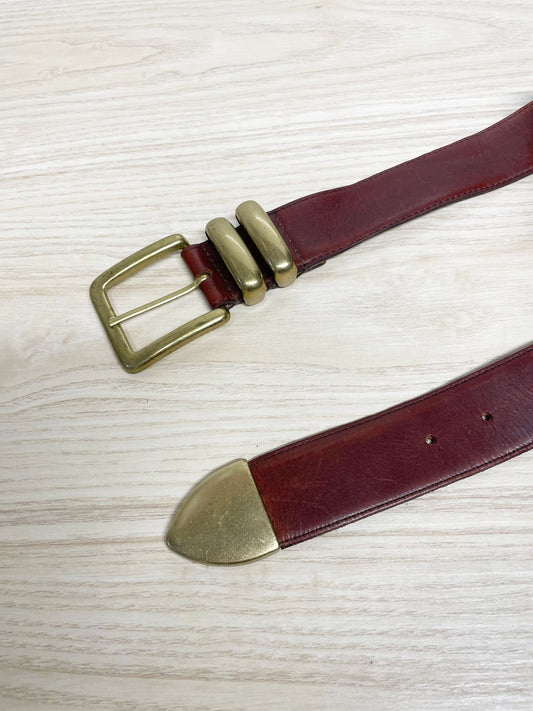 vintage the ritz leather brass buckle + tip belt