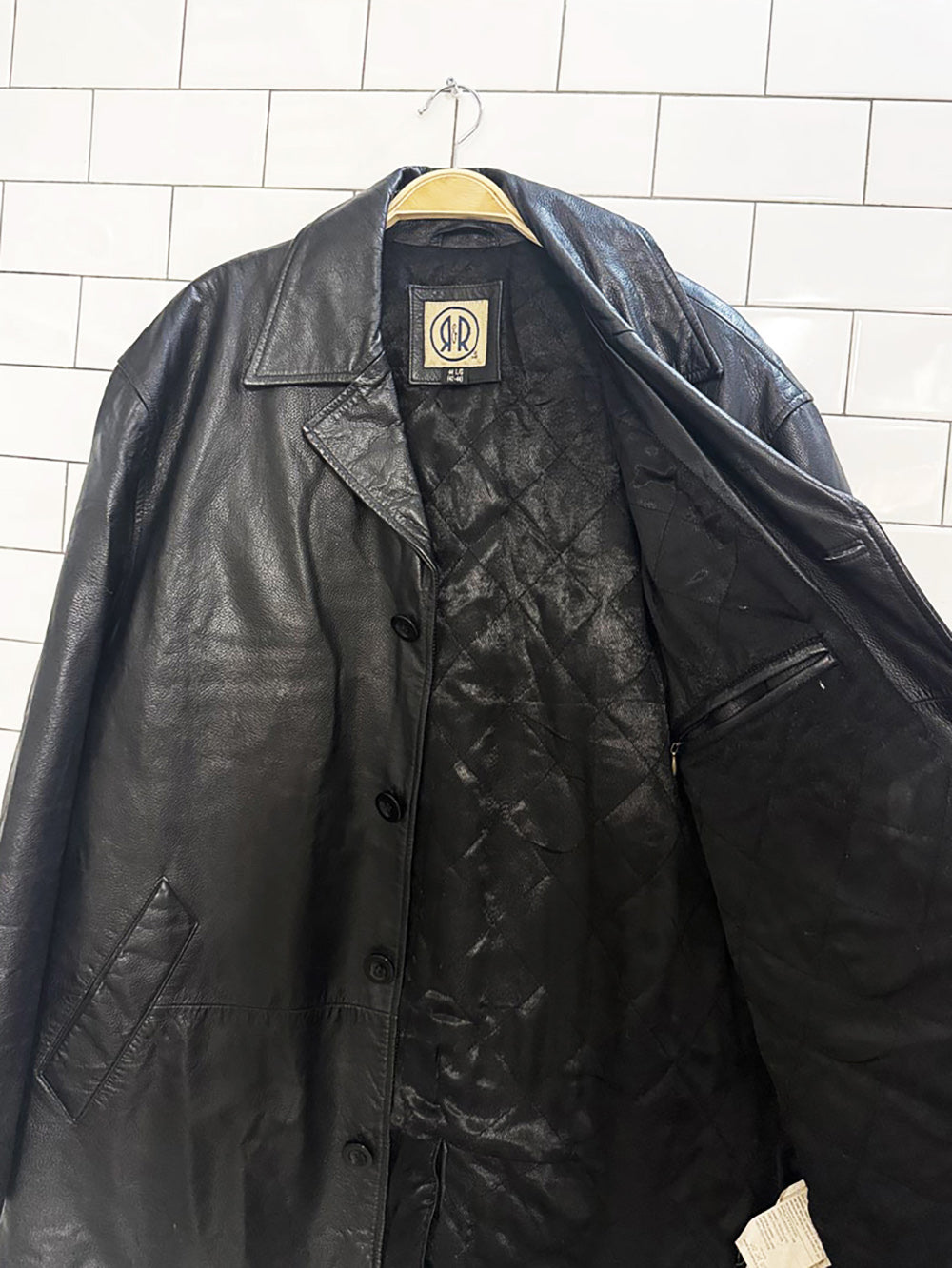 vintage 00s R&R leather full button jacket | quilted lining