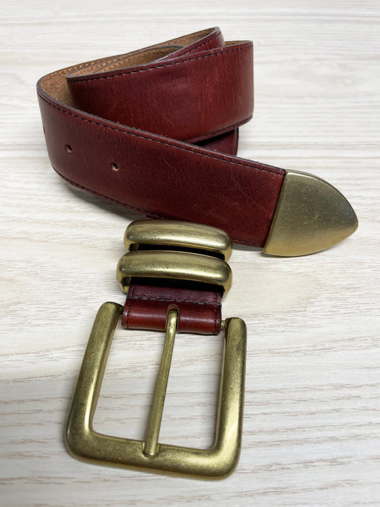 vintage the ritz leather brass buckle + tip belt