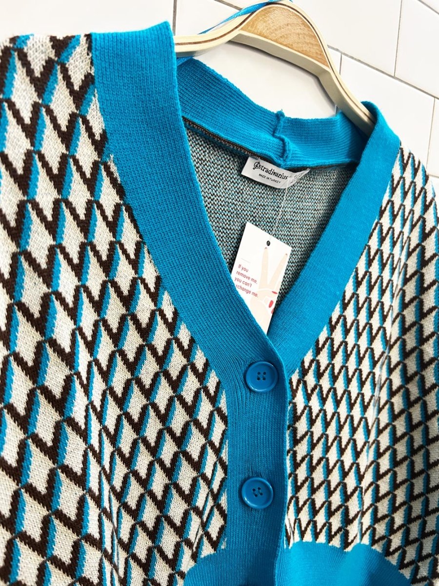 stradivarious diamond knit cardigan - good market thrift store