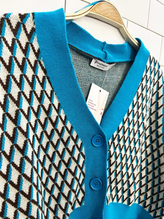 stradivarious diamond knit cardigan - good market thrift store