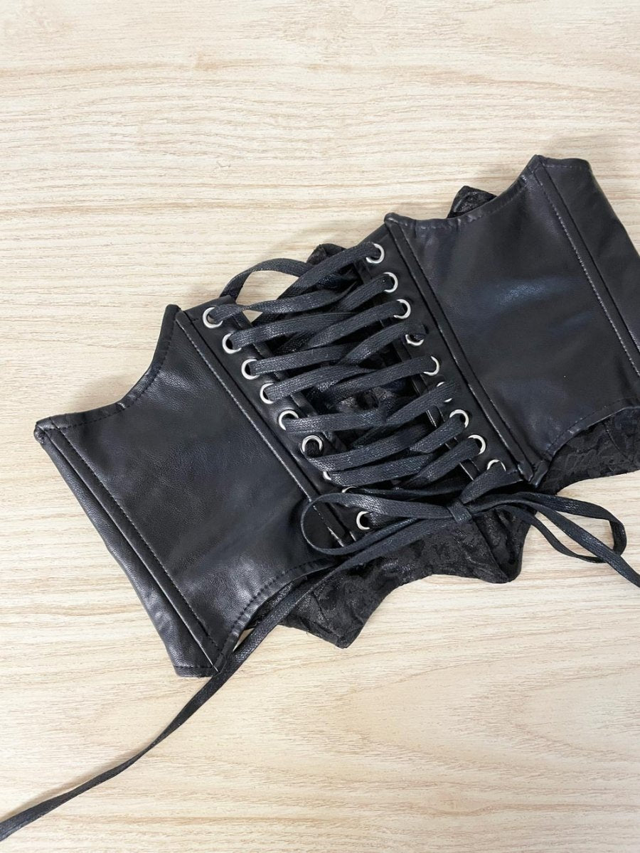 widow faux leather corset - good market thrift store