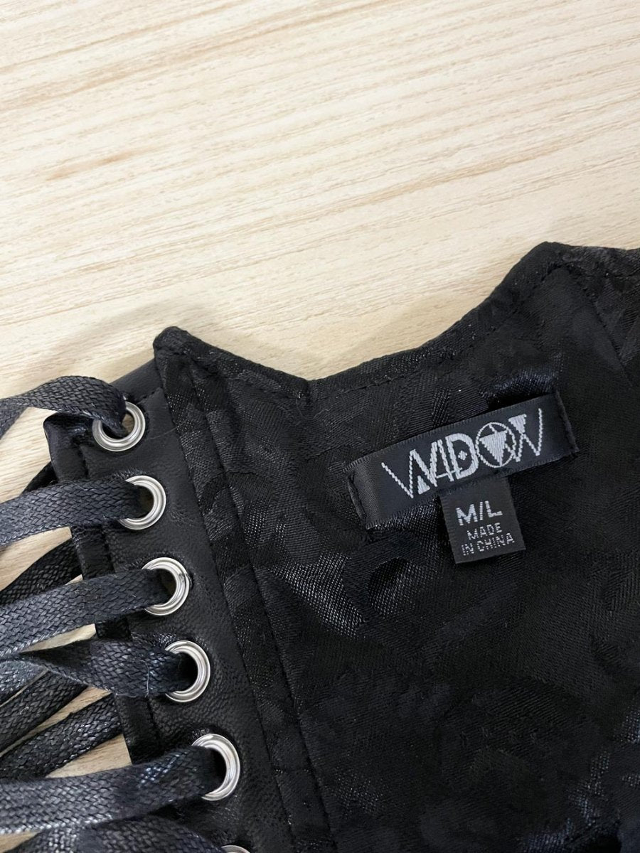 widow faux leather corset - good market thrift store