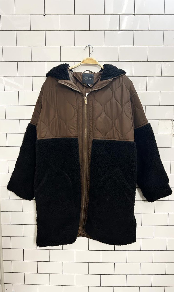 rd quilted sherpa combo long coat - good market thrift store
