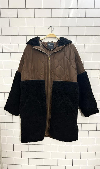 rd quilted sherpa combo long coat - good market thrift store