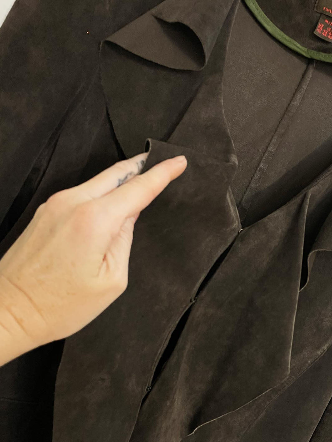 y2k danier lamb suede ruffle trim light jacket | leather