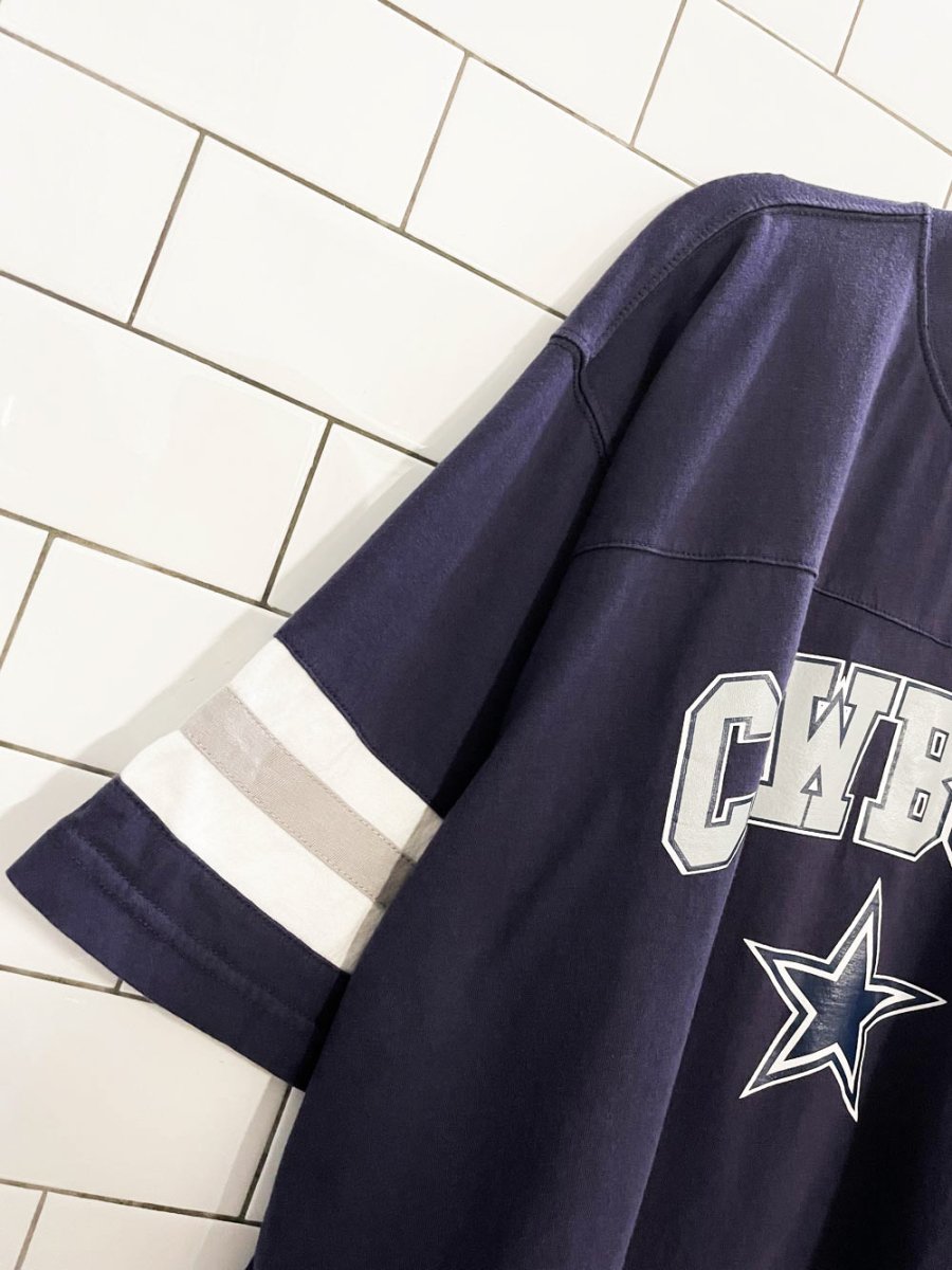 dallas cowboys oversized striped sleeve jersey tee - good market thrift store