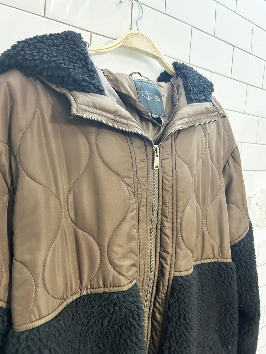 rd quilted sherpa combo long coat - good market thrift store