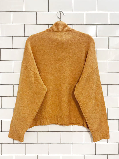 mango wool-blend 1/2 zip ribbed knit sweater