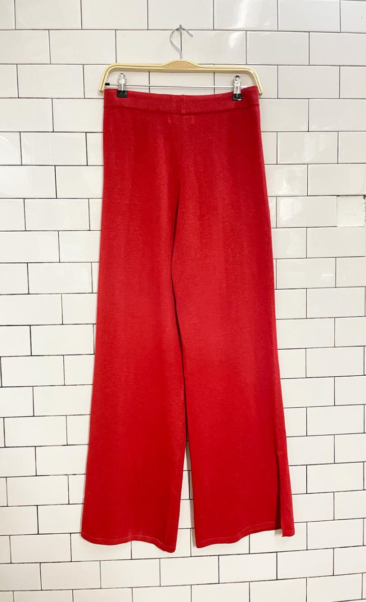 mango linen - blend wide leg knit pant - good market thrift store