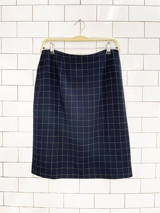 vintage 100% wool windowpane check mini skirt - good market thrift store