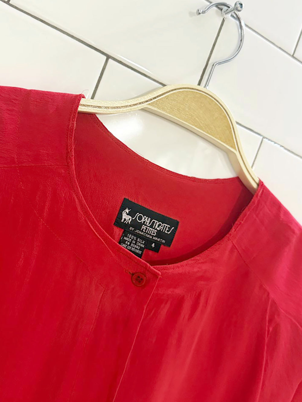 vintage 90s sophisticates 100% silk lace trim blouse