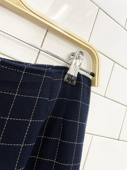 vintage 100% wool windowpane check mini skirt - good market thrift store