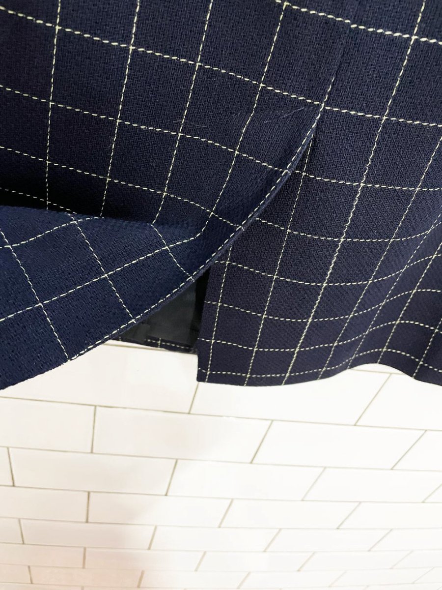 vintage 100% wool windowpane check mini skirt - good market thrift store