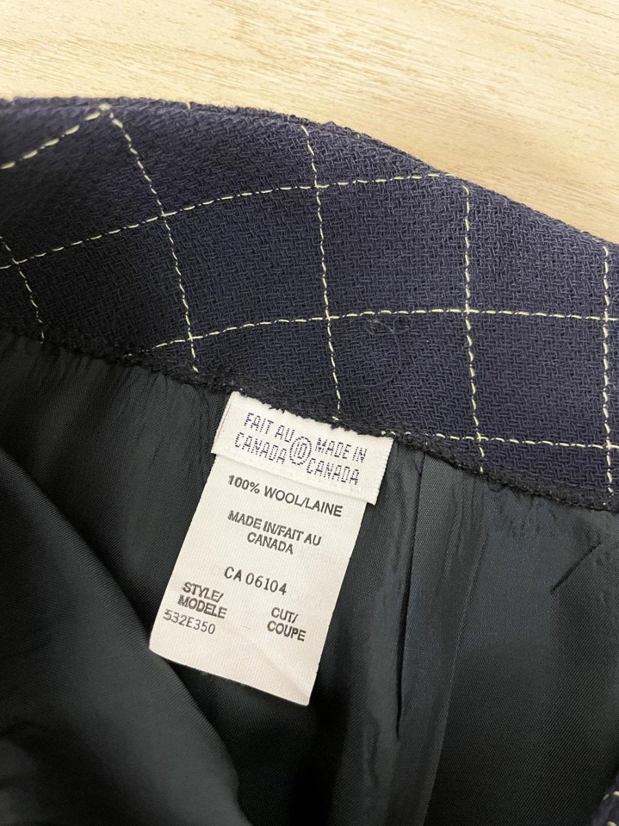 vintage 100% wool windowpane check mini skirt - good market thrift store