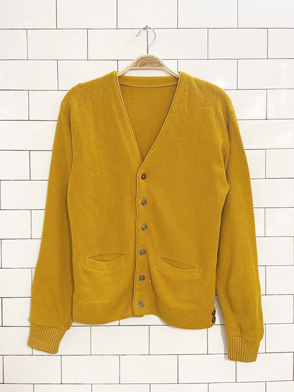 vintage 60's wool full button knit cardigan