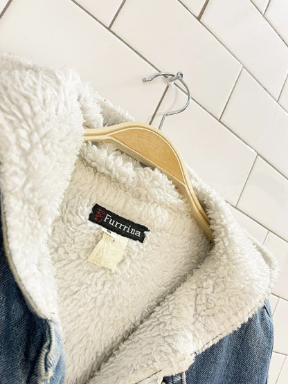 vintage 90s bebe furrrina ltd. sherpa lined hooded denim parka - good market thrift store