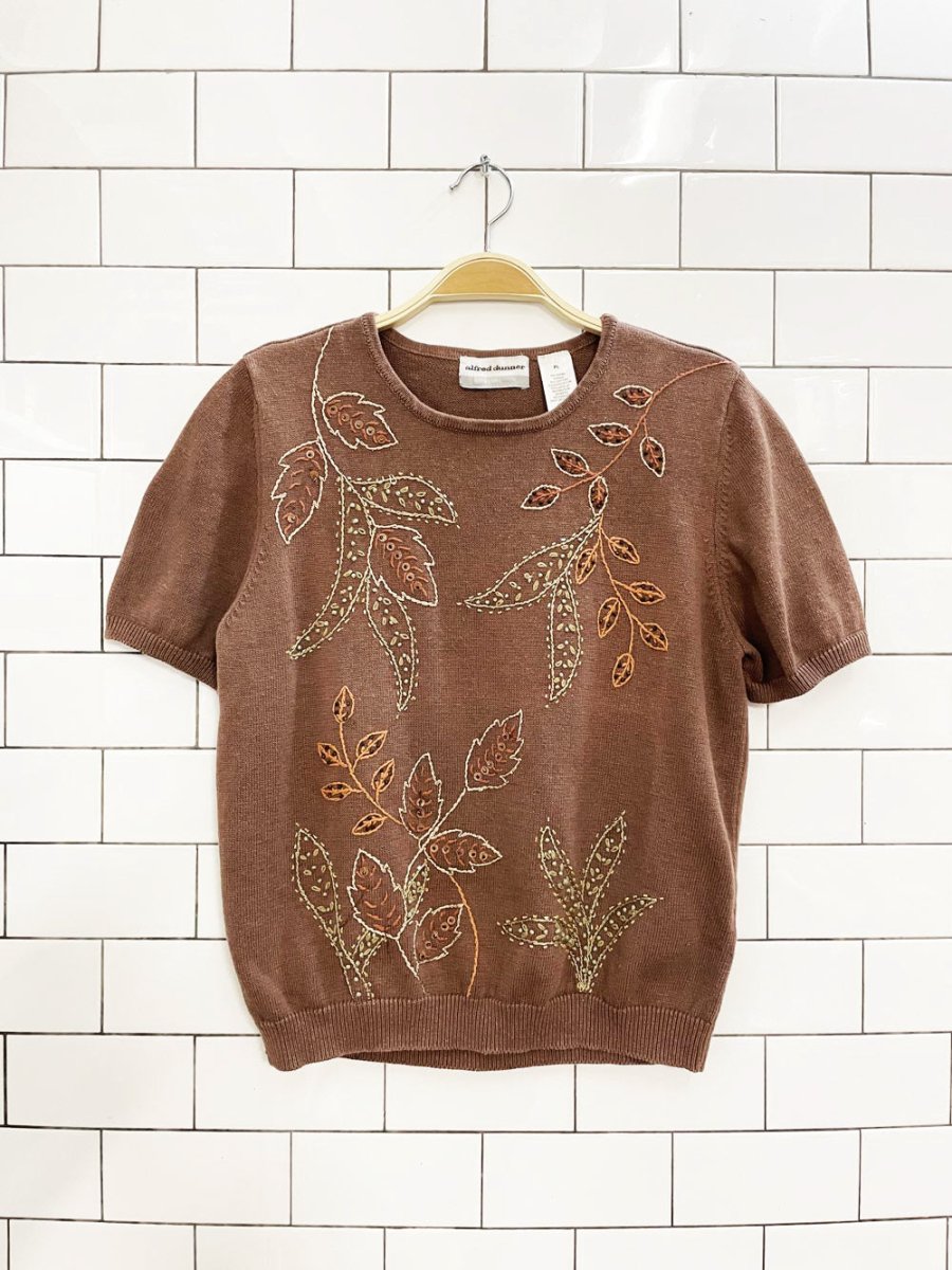 vintage 00s alfred dunner beaded embroidered knit tee | raimie - blend - good market thrift store