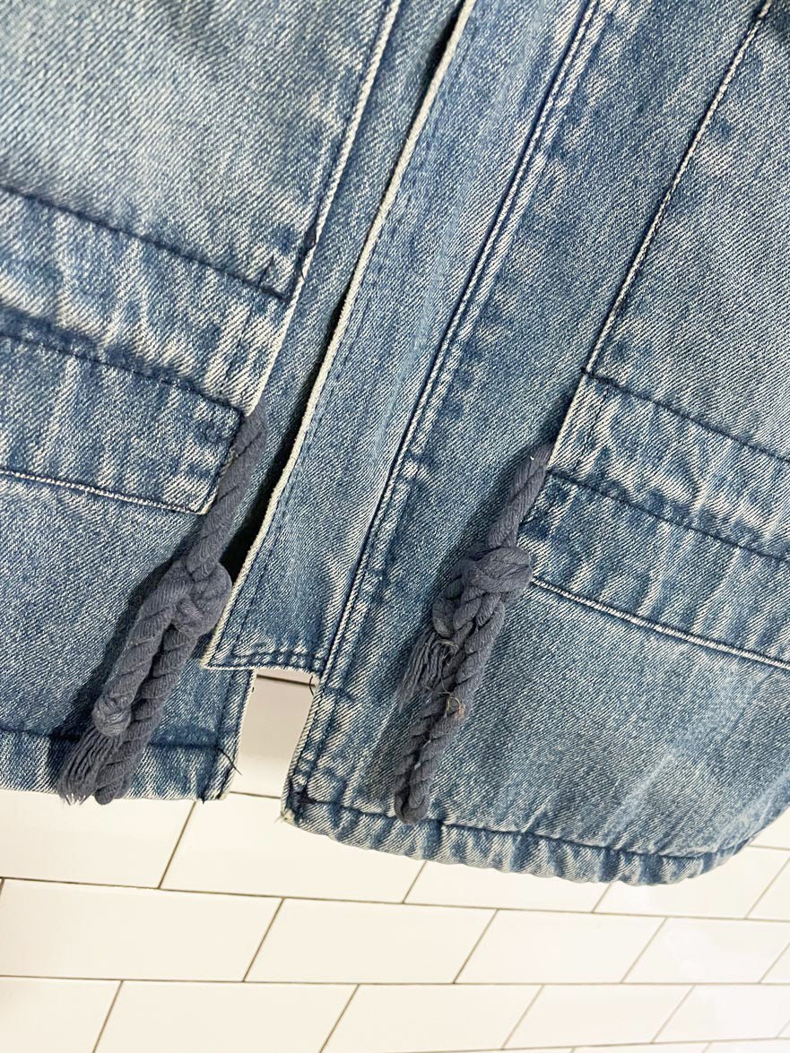 vintage 90s bebe furrrina ltd. sherpa lined hooded denim parka - good market thrift store