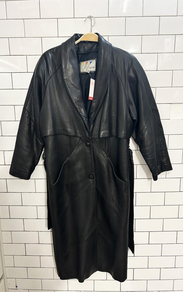 vintage 90s wilsons leather trench coat - good market thrift store