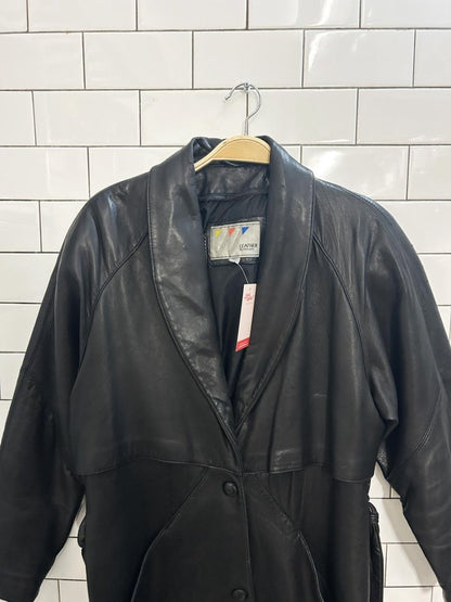 vintage 90s wilsons leather trench coat - good market thrift store