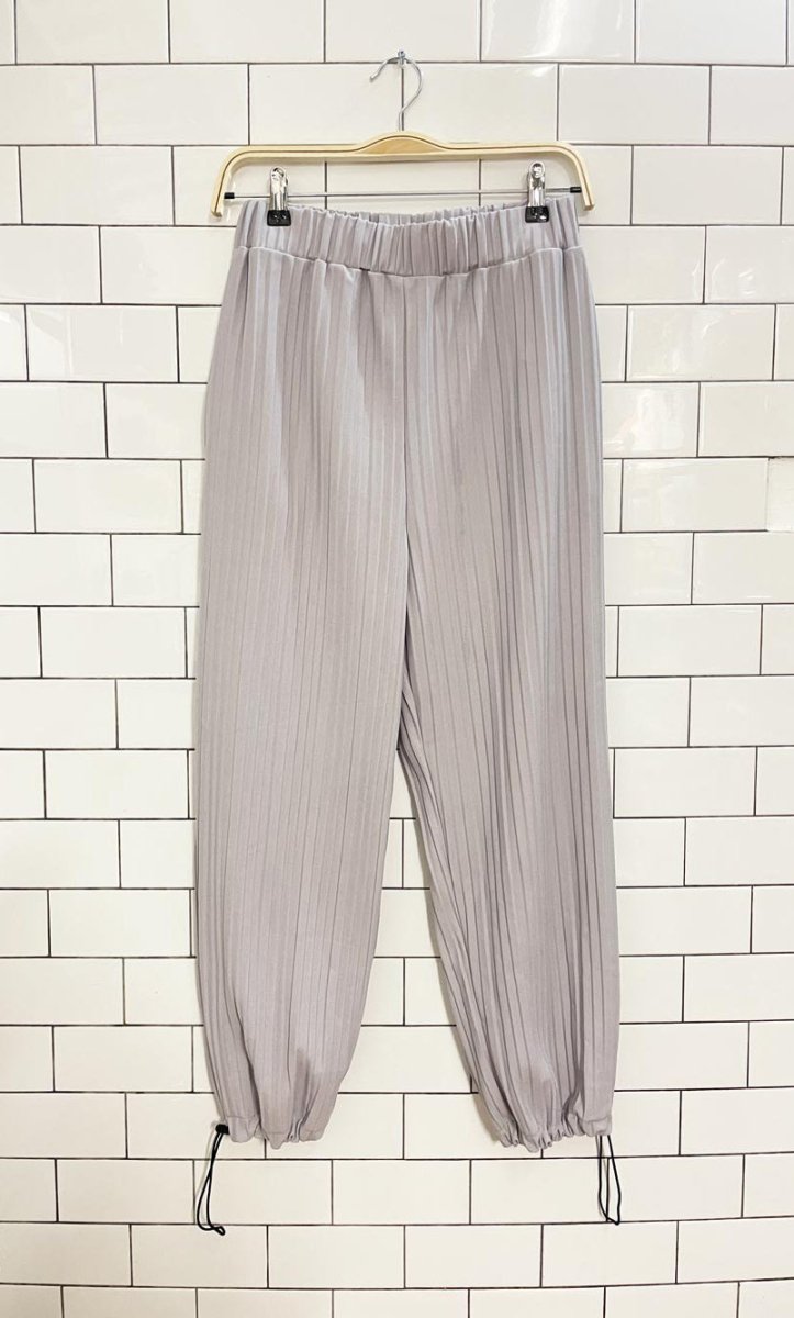 accordion pleated parachute pants - good market thrift store