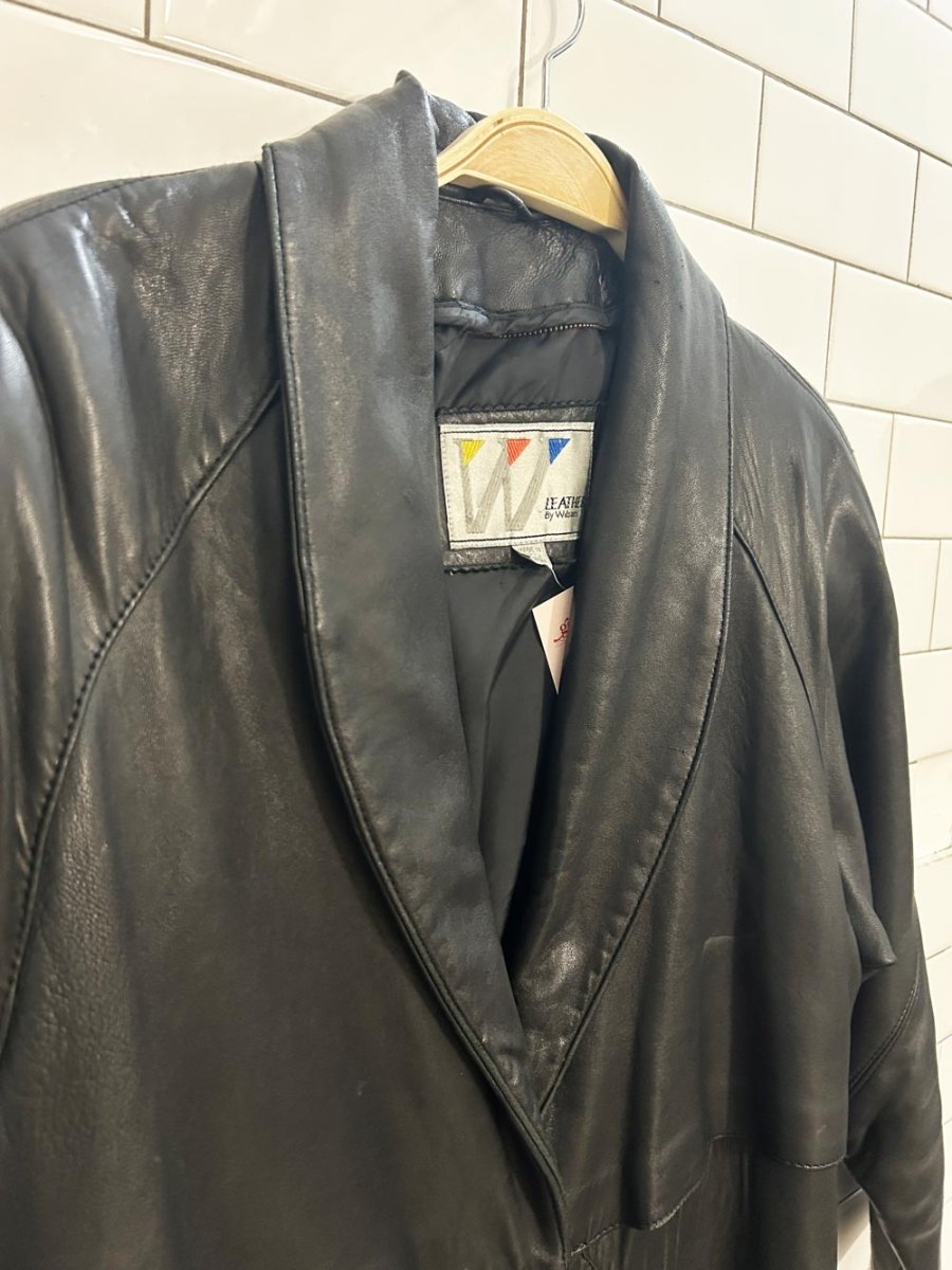 vintage 90s wilsons leather trench coat - good market thrift store
