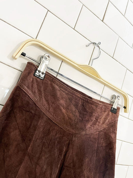 vintage 70s leathers by toby basque waist suede full maxi skirt | made in USA - good market thrift store