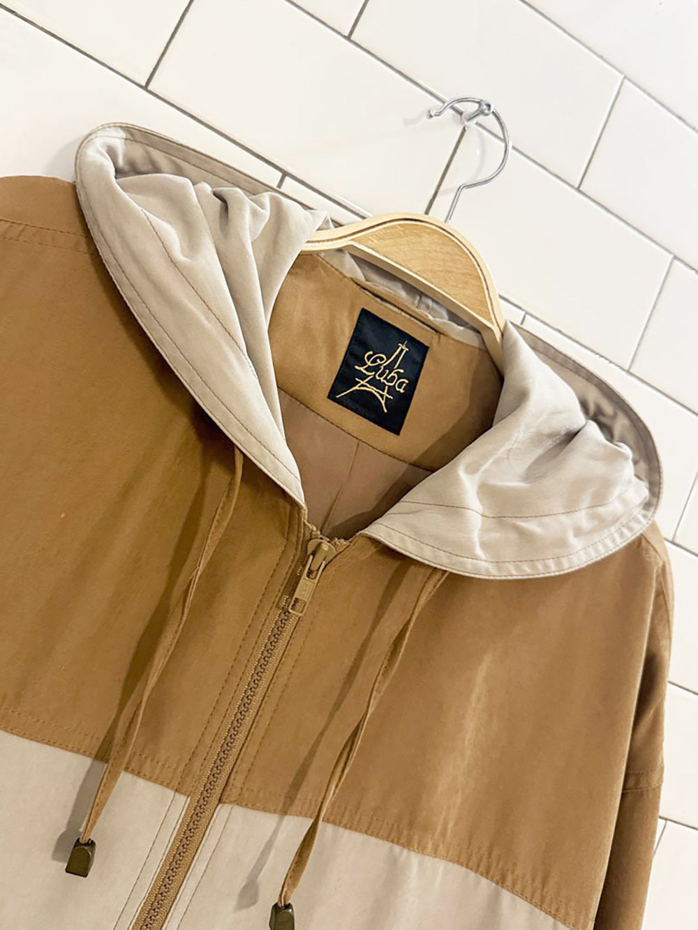 vintage 90s luba paris two-tone full zip hooded light jacket