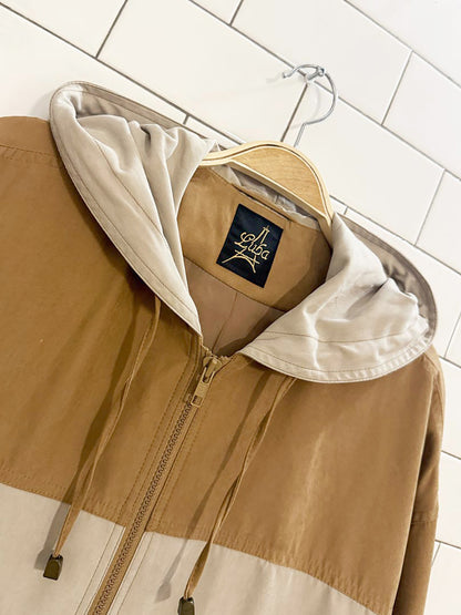 vintage 90s luba paris two-tone full zip hooded light jacket