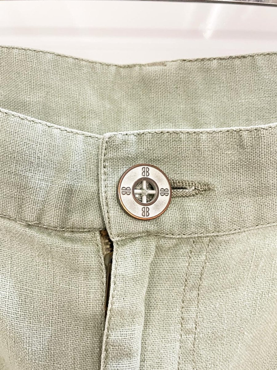 vintage 00s bill blass linen - blend embroidered knee - length skirt - good market thrift store