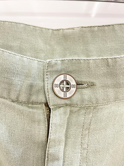 vintage 00s bill blass linen - blend embroidered knee - length skirt - good market thrift store