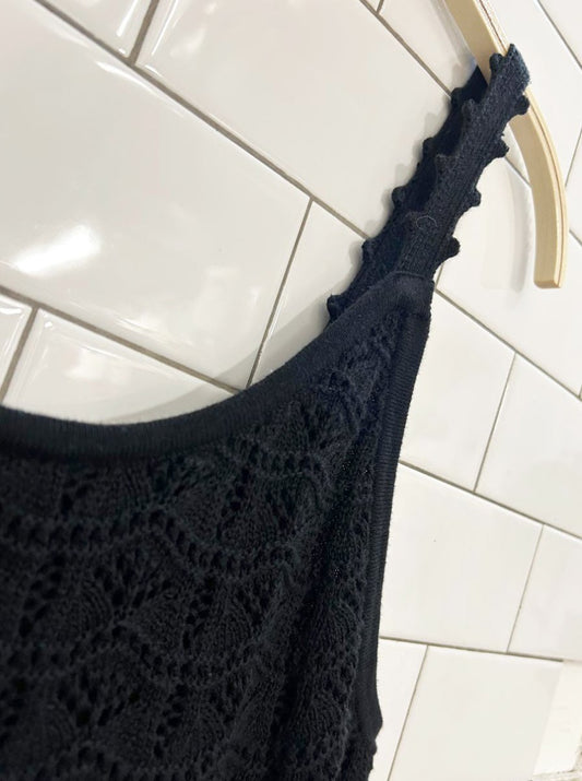 crochet knit fan pattern midi dress - good market thrift store