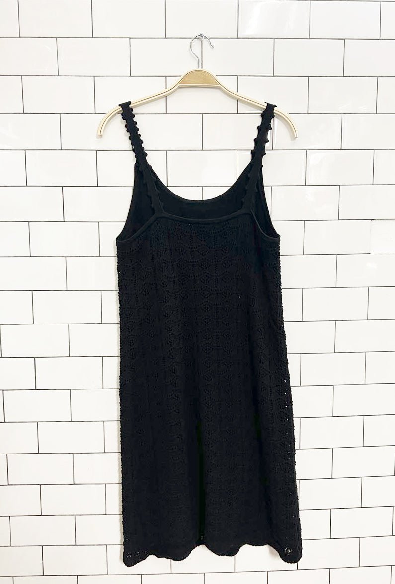 crochet knit fan pattern midi dress - good market thrift store