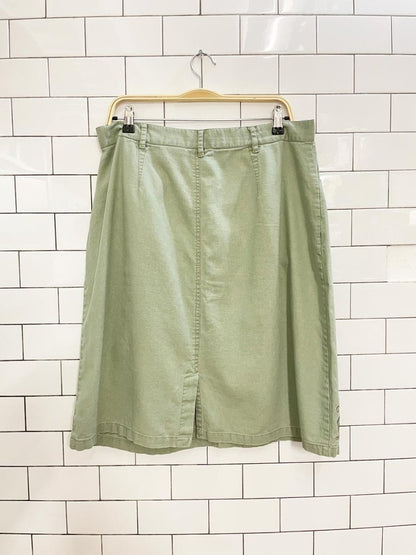 vintage 00s bill blass linen - blend embroidered knee - length skirt - good market thrift store