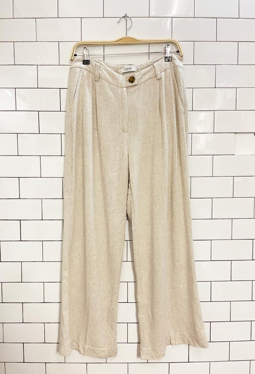 b young linen - blend wide leg trouser - good market thrift store
