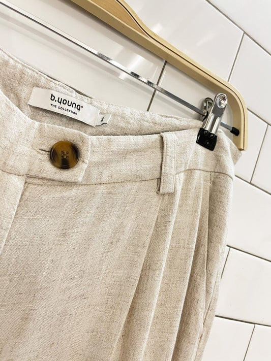 b young linen - blend wide leg trouser - good market thrift store