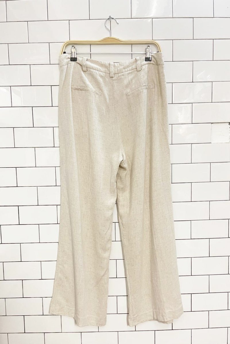 b young linen - blend wide leg trouser - good market thrift store