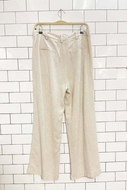 b young linen - blend wide leg trouser - good market thrift store