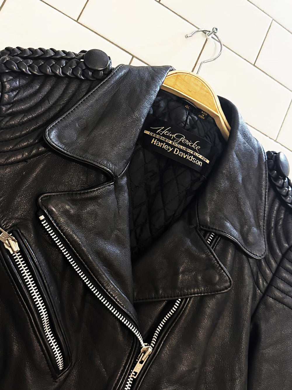 vintage harley davidson leather quilted moto jacket | hein gericke | lined